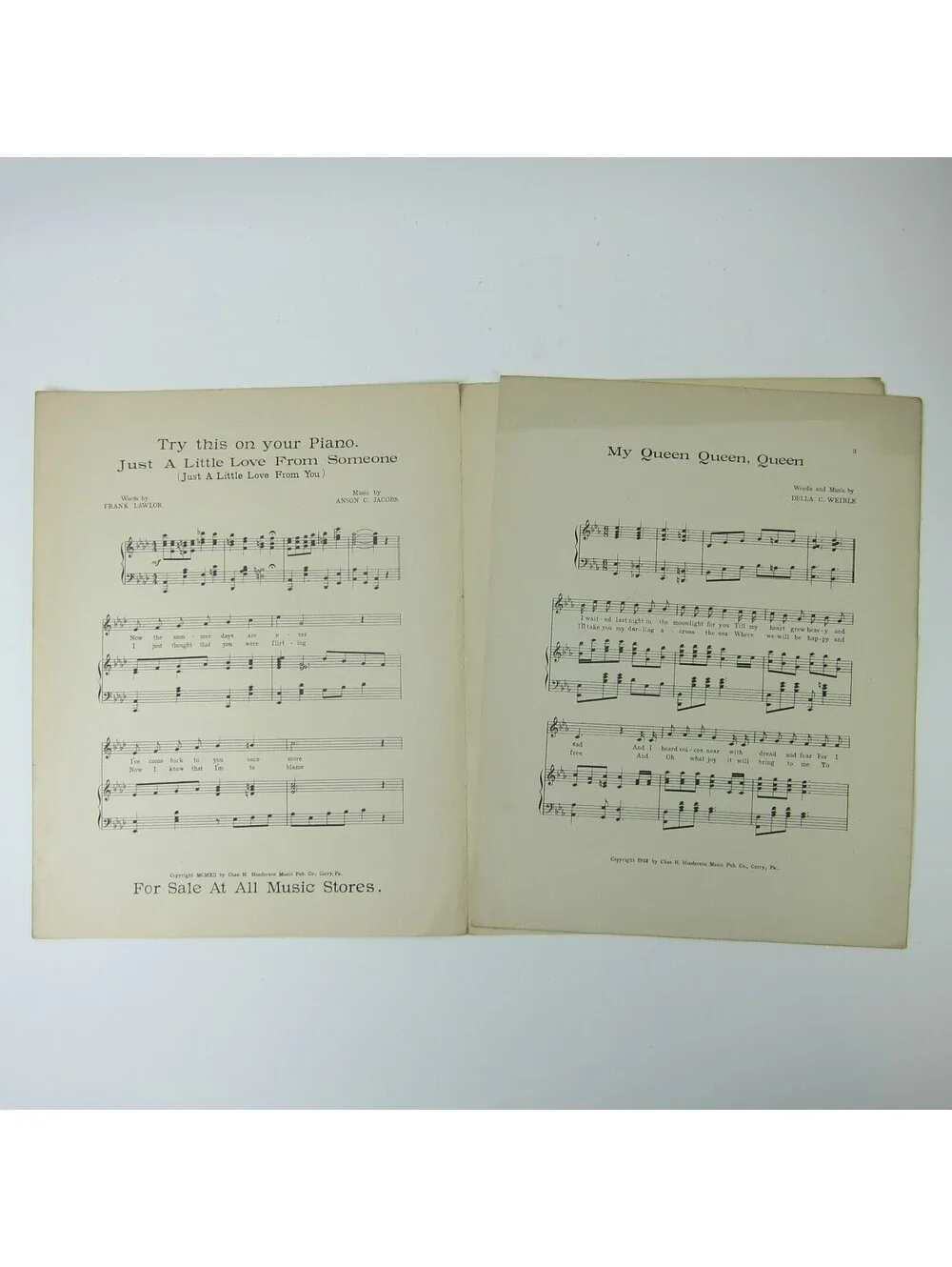 Sheet Music My Queen Queen Queen Della C. Weible The Big Red Moon Antique 1912